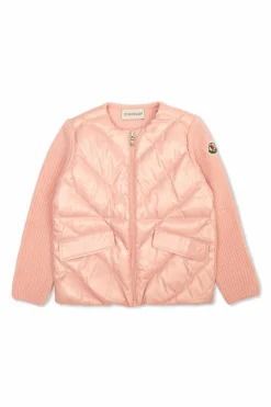 Moncler Enfant RÓŻOWY Kardigan z pikowanym przodem