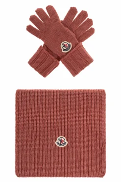 Moncler Enfant RÓŻOWY Komplet: szal i rękawice