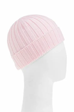 Moncler Enfant RÓŻOWY Wełniana czapka z naszywką z logo