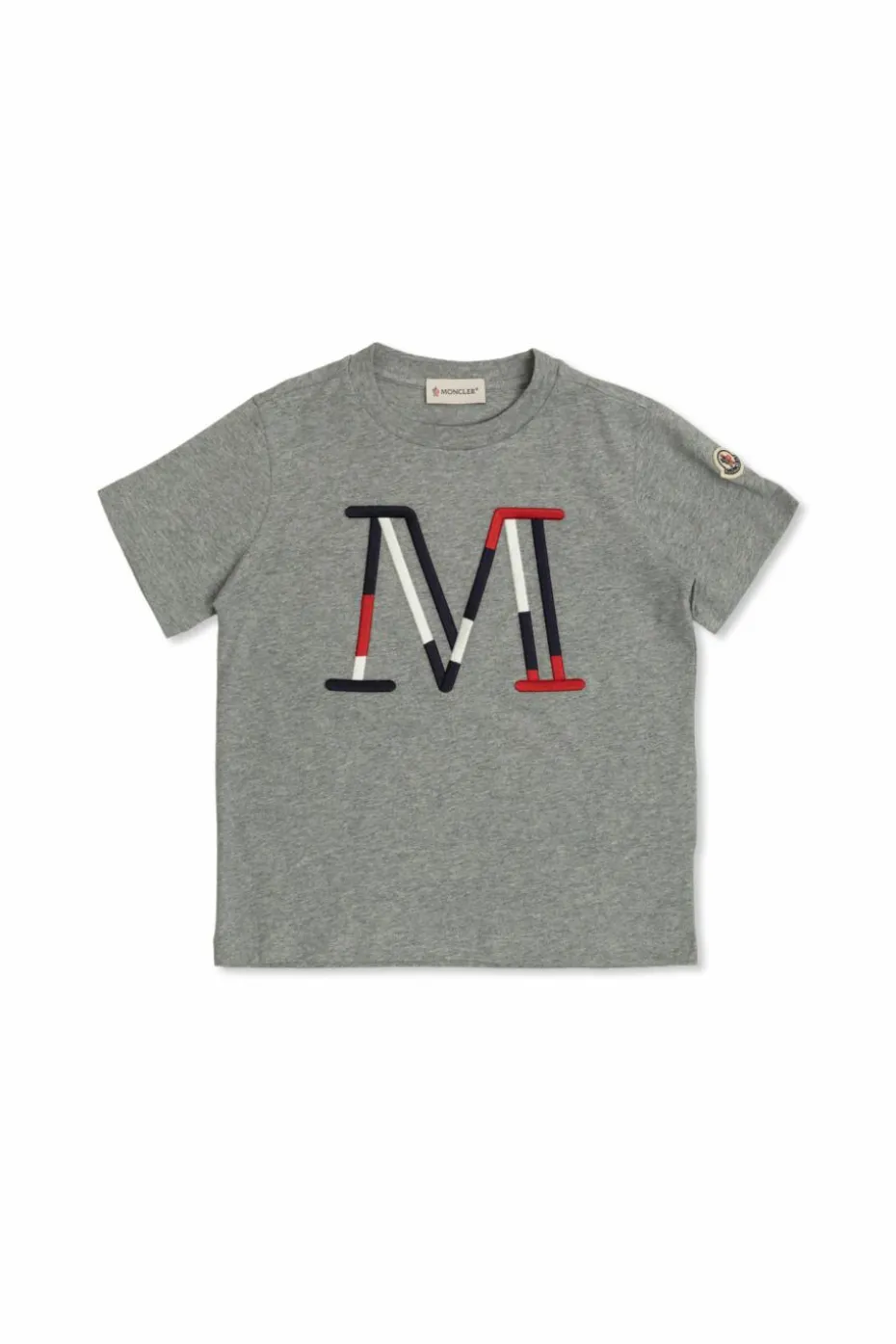 Moncler Enfant SZARY T-shirt z wyszytym logo