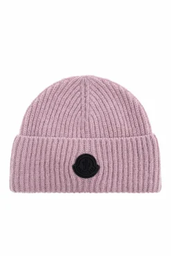Moncler FIOLETOWY Czapka z naszywką z logo