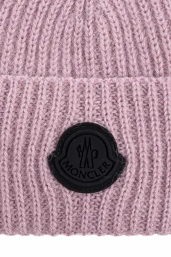 Moncler FIOLETOWY Czapka z naszywką z logo