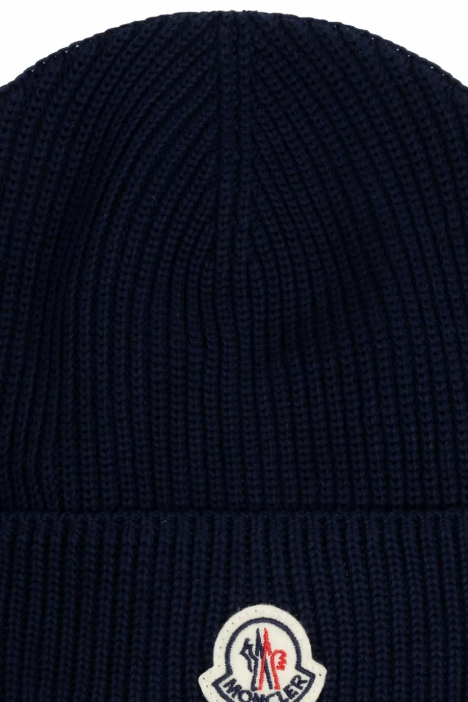 Moncler GRANATOWY Bawełniana czapka z naszywką z logo