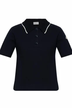 Moncler GRANATOWY Bawełniane polo