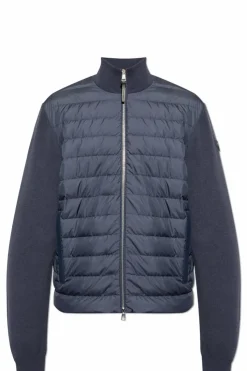 Moncler GRANATOWY Kardigan z puchową wstawką