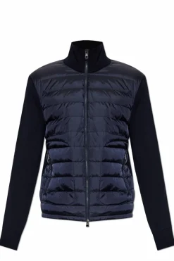 Moncler GRANATOWY Kardigan z puchowym przodem