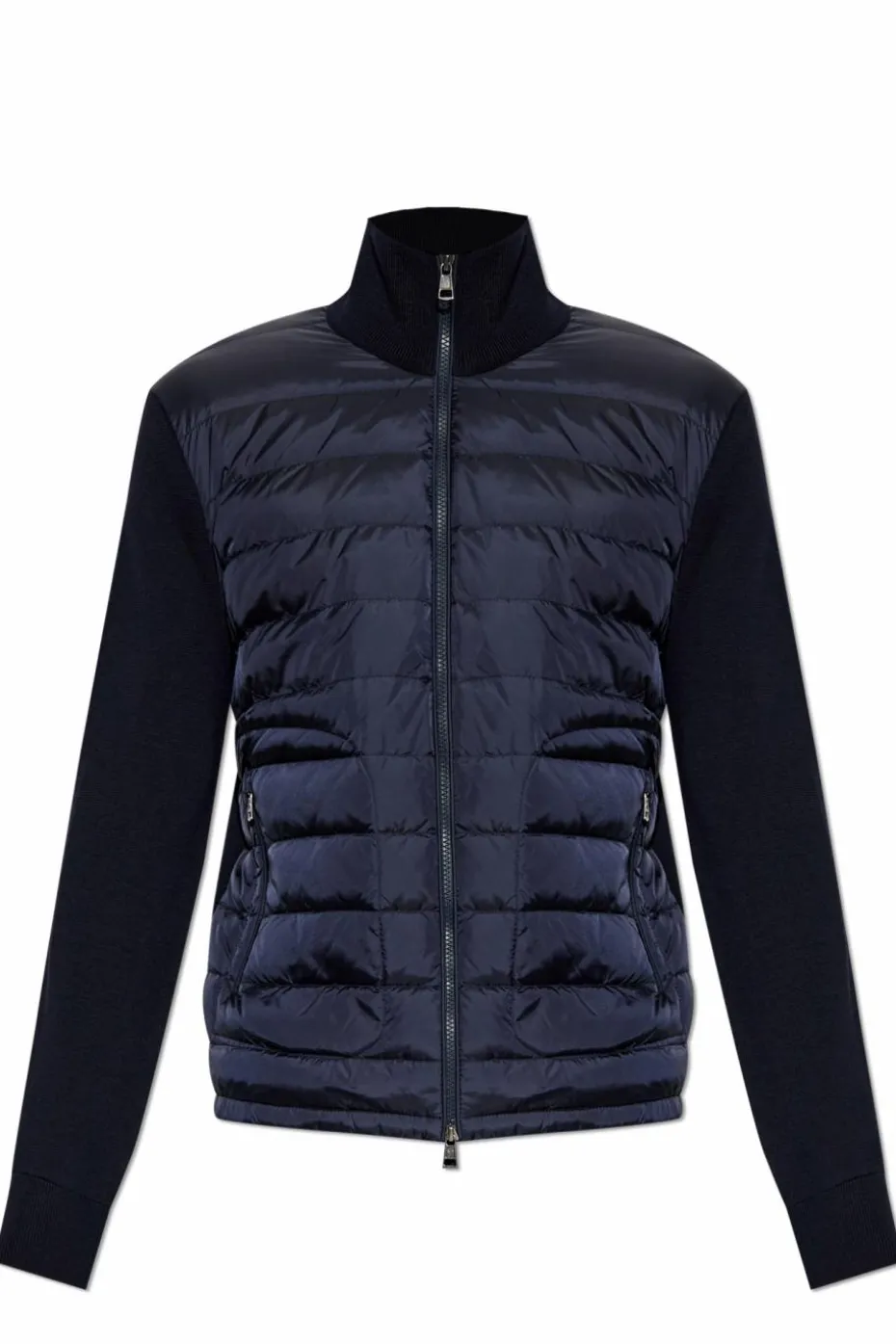 Moncler GRANATOWY Kardigan z puchowym przodem