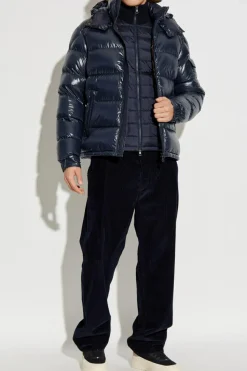 Moncler GRANATOWY Kardigan z puchowym przodem