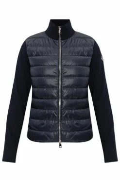 Moncler GRANATOWY Kardigan ze stójką