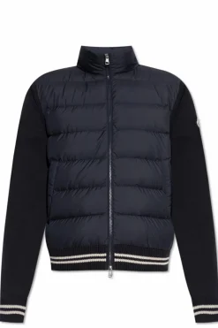 Moncler GRANATOWY Kardigan z puchową wstawką