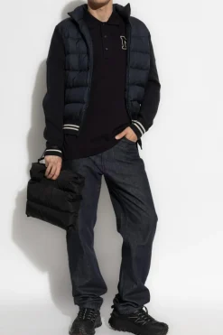 Moncler GRANATOWY Kardigan z puchową wstawką