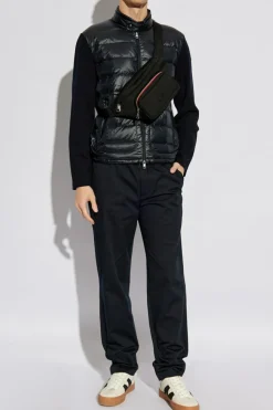 Moncler GRANATOWY Kardigan z pikowanym przodem