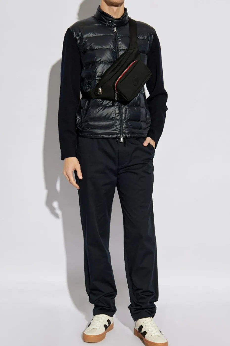 Moncler GRANATOWY Kardigan z pikowanym przodem