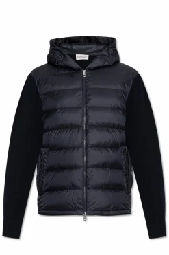 Moncler GRANATOWY Kardigan z puchową wstawką