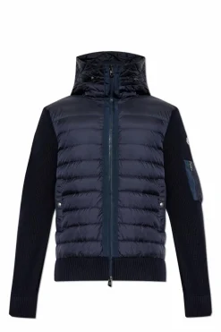 Moncler GRANATOWY Kardigan z puchowym przodem