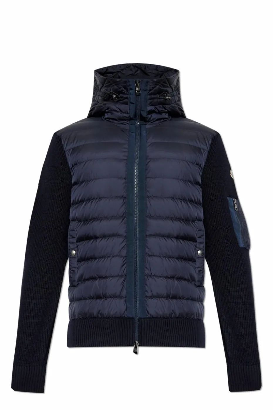 Moncler GRANATOWY Kardigan z puchowym przodem