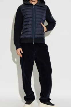Moncler GRANATOWY Kardigan z puchowym przodem