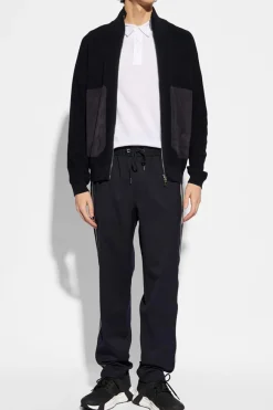 Moncler GRANATOWY Spodnie z lampasami