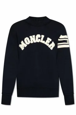 Moncler GRANATOWY Sweter z logo