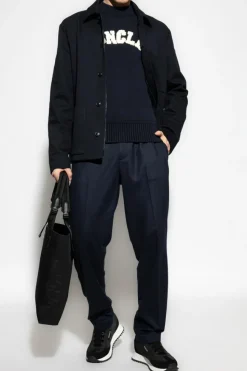 Moncler GRANATOWY Sweter z logo