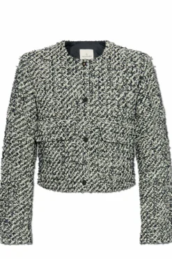 Moncler GRANATOWY Tweedowa kurtka puchowa `Duphin`