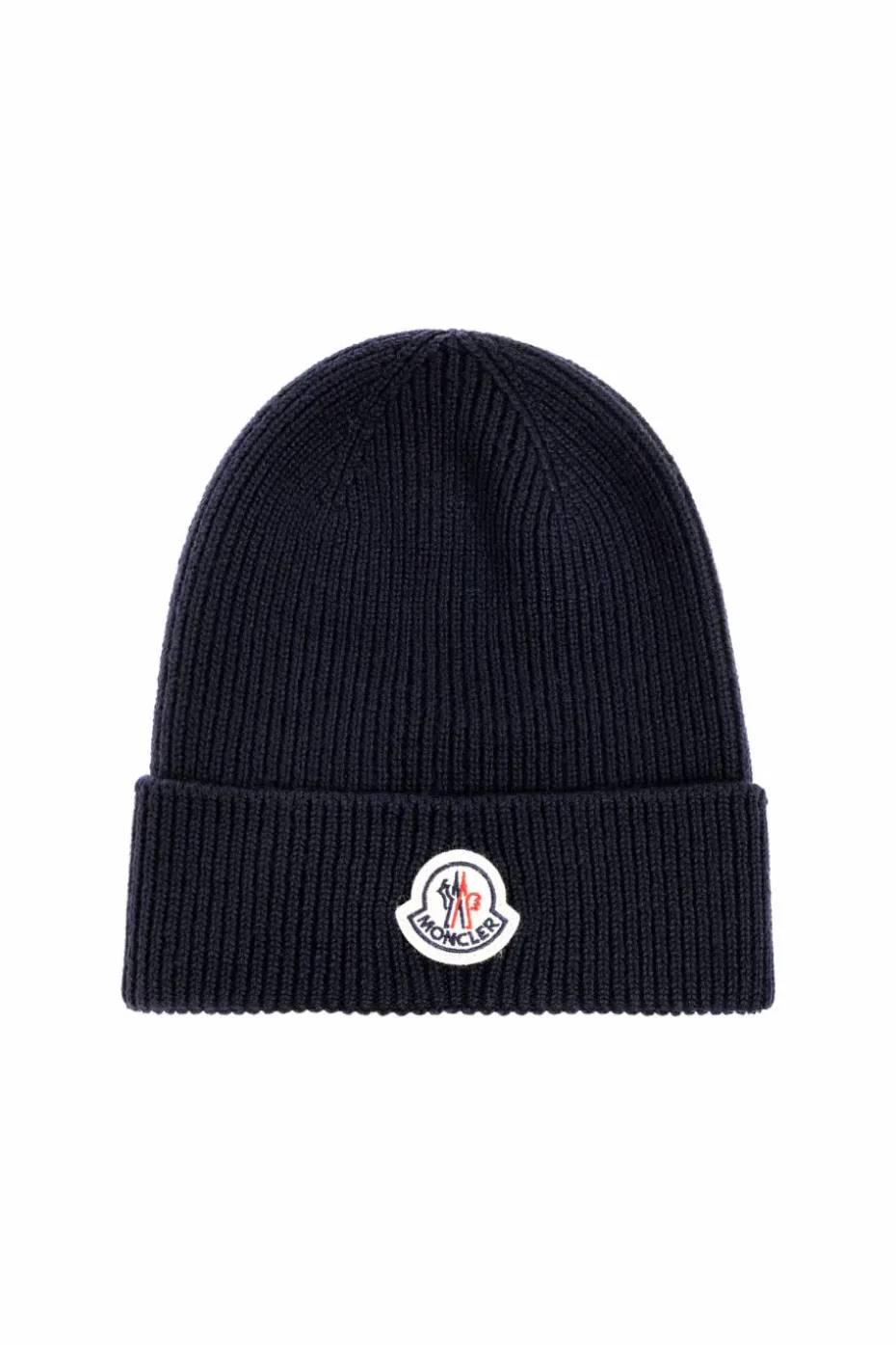 Moncler GRANATOWY Wełniana czapka
