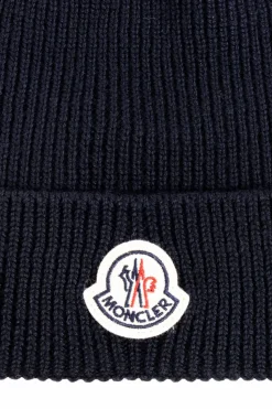 Moncler GRANATOWY Wełniana czapka