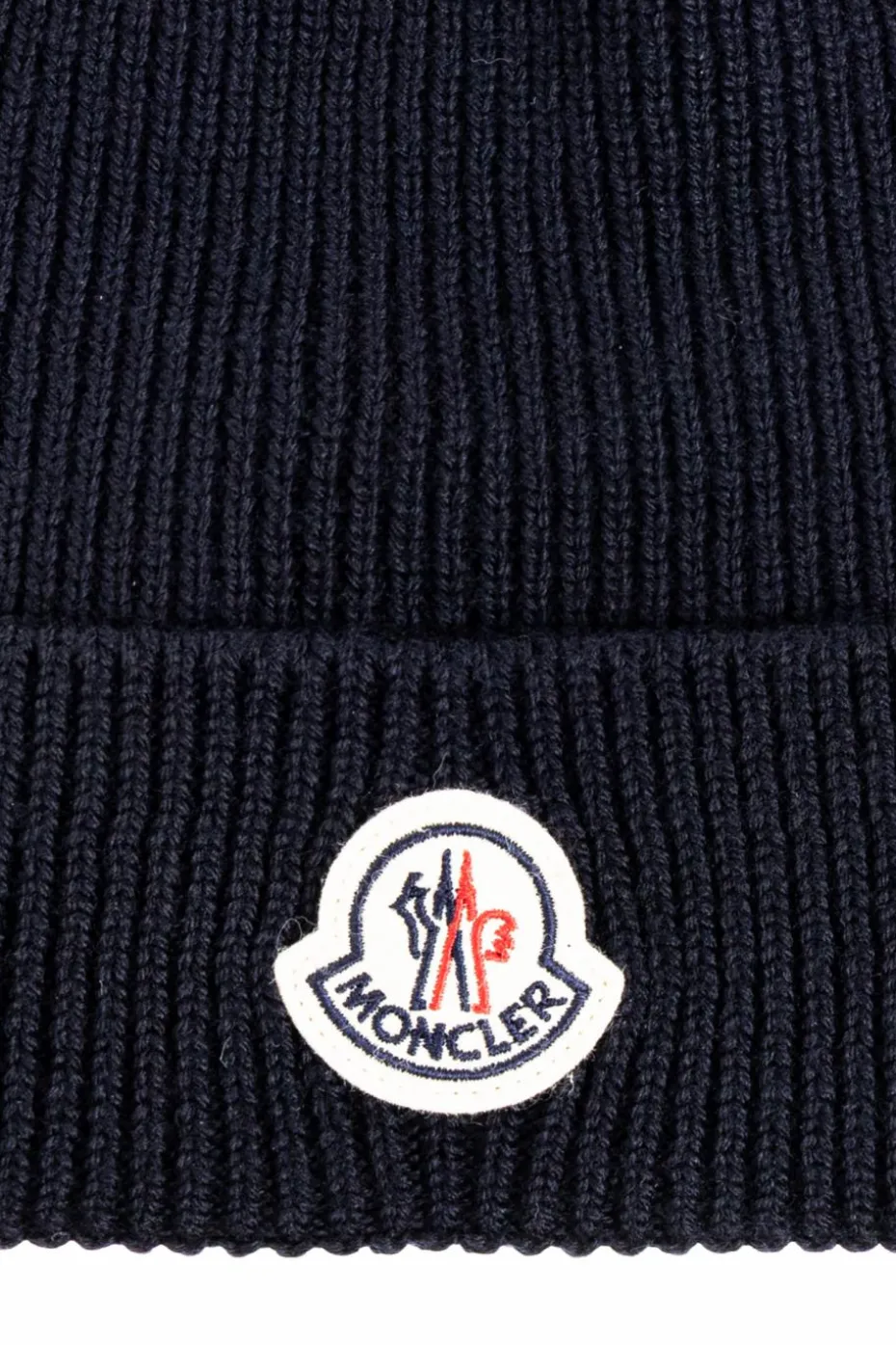 Moncler GRANATOWY Wełniana czapka