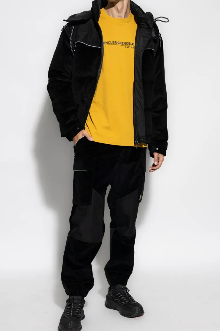 Moncler Grenoble CZARNY Sztruksowe spodnie