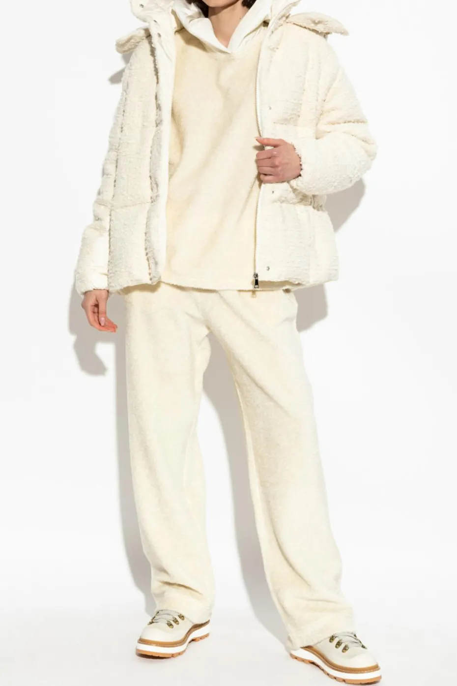 Moncler kremowy Bluza z kapturem