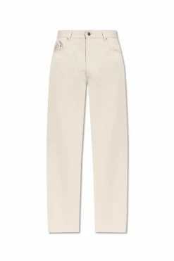 Moncler kremowy Jeansy z logo