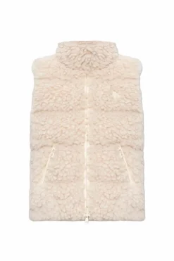Moncler kremowy Kamizelka ze sztucznego futra