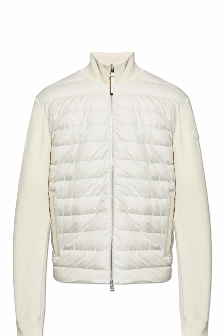 Moncler kremowy Kardigan z puchową wstawką