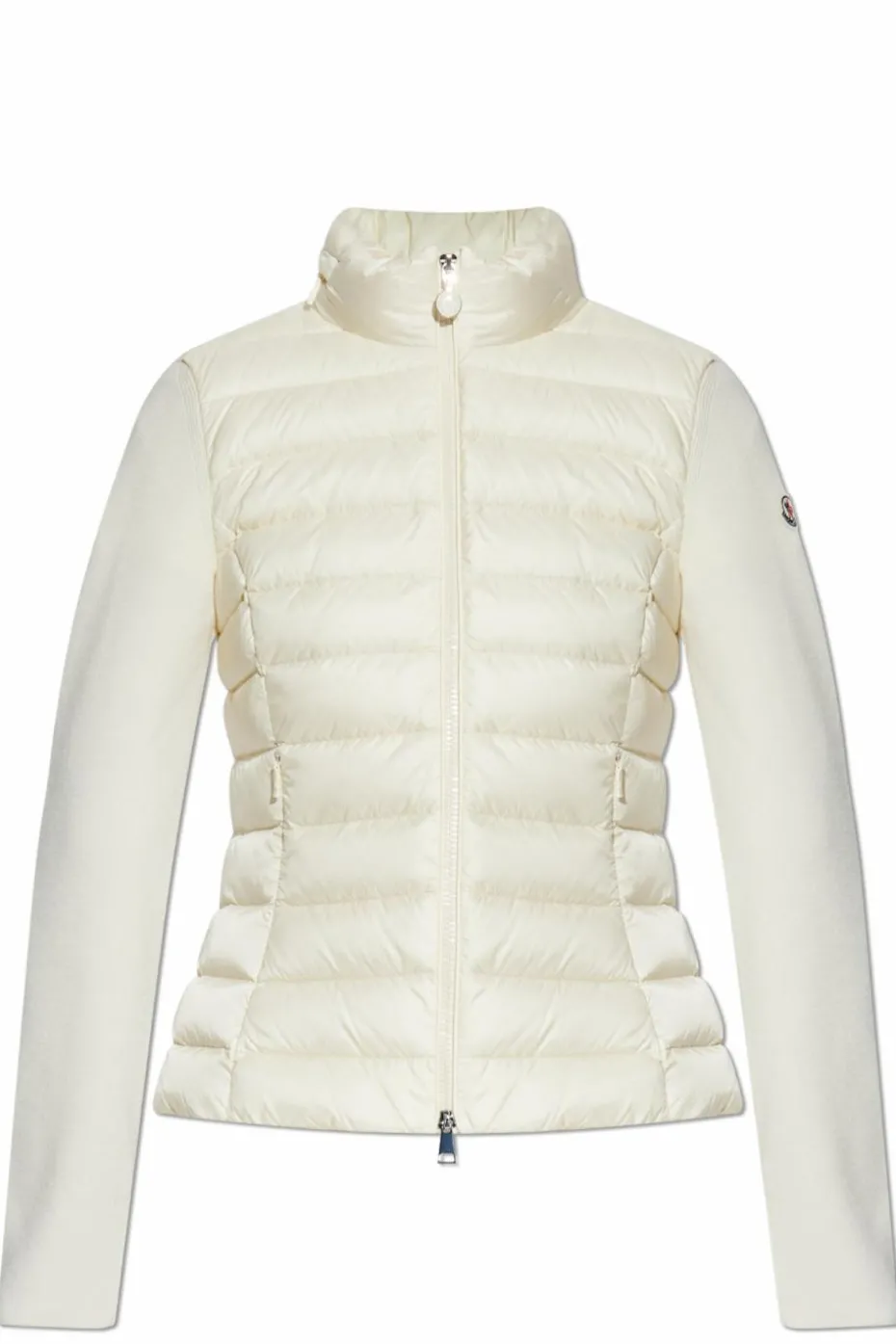 Moncler kremowy Kardigan z pikowanym przodem