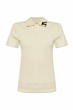 Moncler kremowy Polo z aplikacjami
