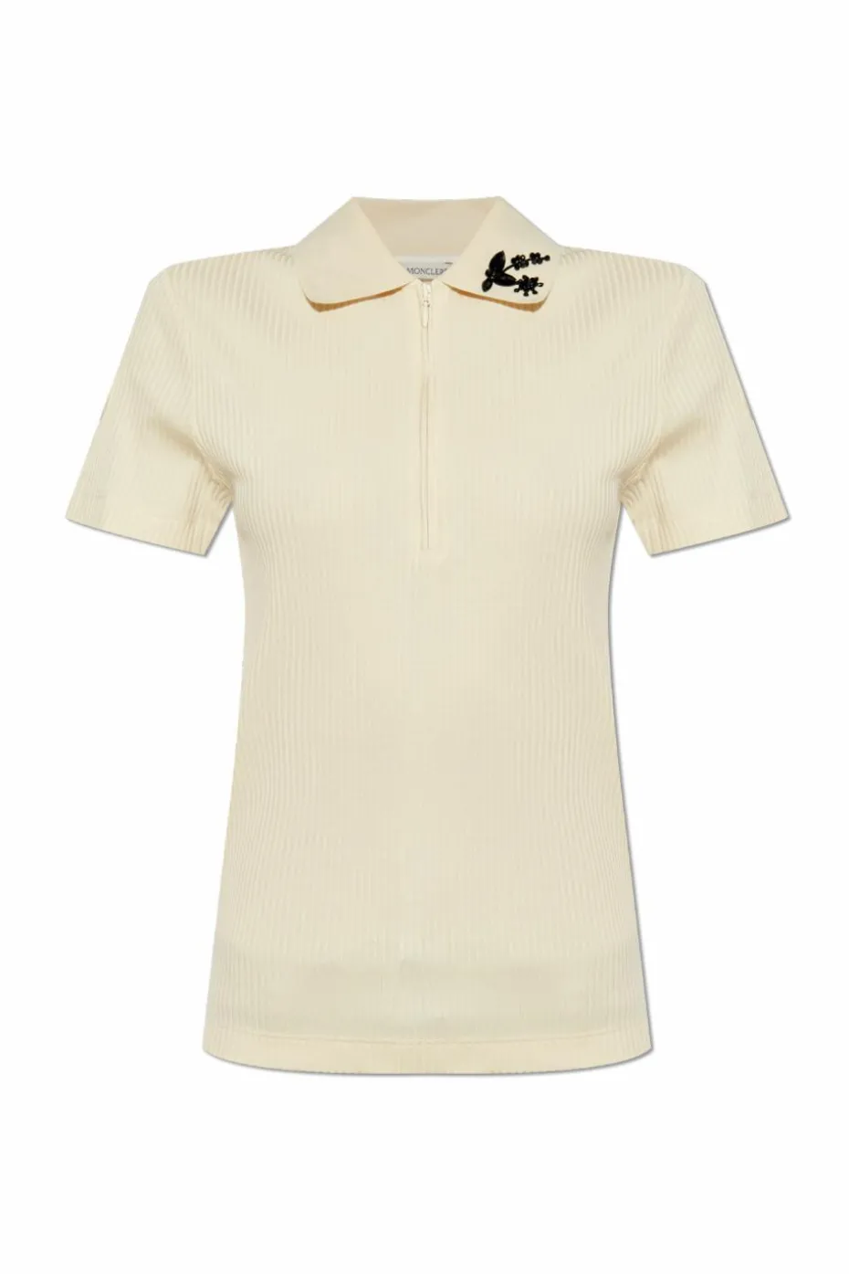Moncler kremowy Polo z aplikacjami