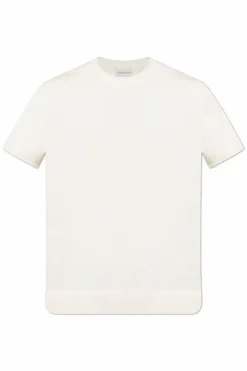 Moncler kremowy T-shirt z okrągłym dekoltem