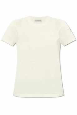 Moncler kremowy T-shirt z logo