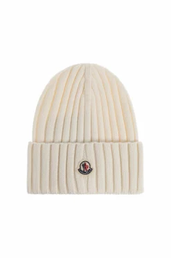 Moncler kremowy Wełniana czapka
