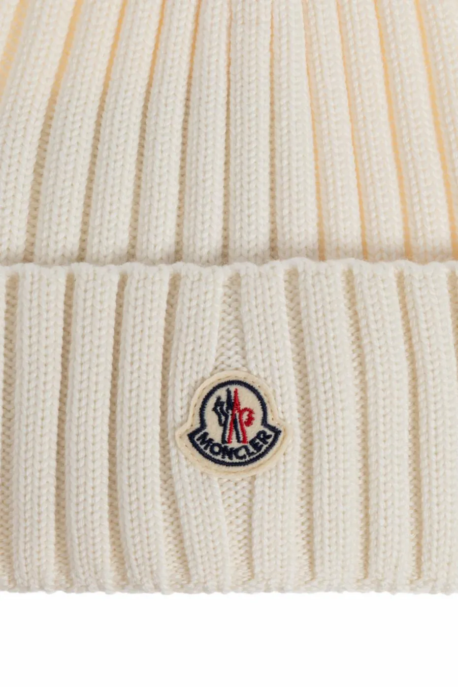 Moncler kremowy Wełniana czapka