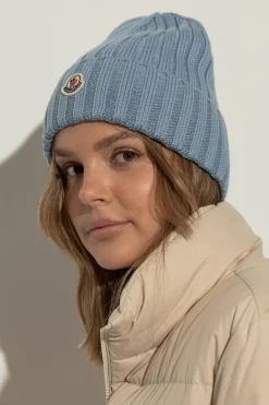 Moncler NIEBIESKI Wełniana czapka