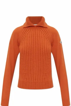 Moncler POMARAŃCZOWY Sweter z kołnierzem
