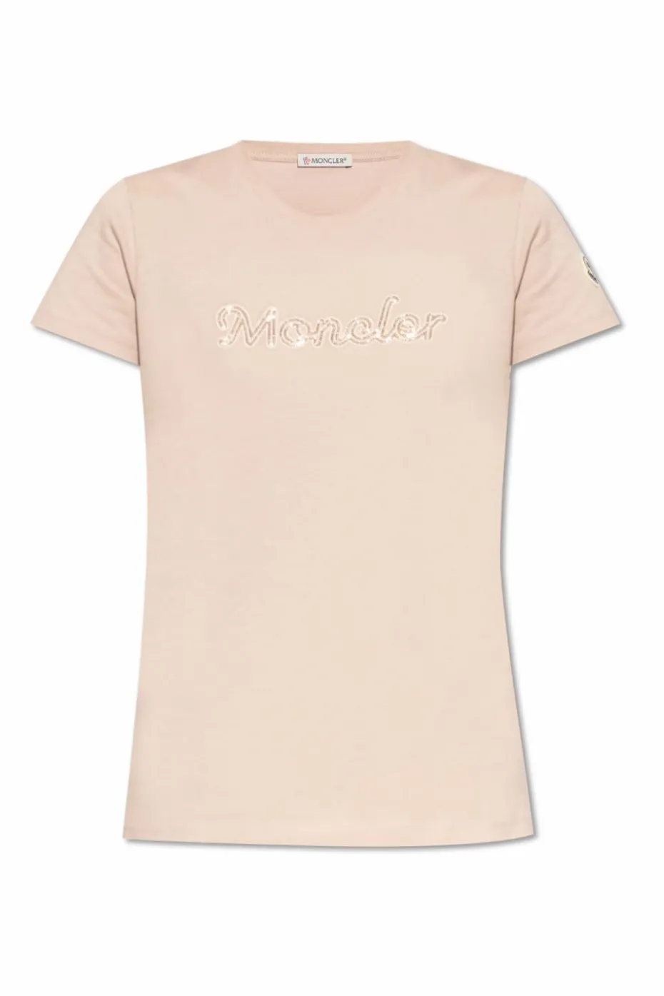 Moncler RÓŻOWY T-shirt z połyskującymi aplikacjami