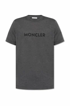 Moncler SZARY T-shirt z logo