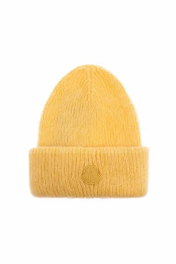 Moncler ŻÓŁTY Czapka z naszywką z logo