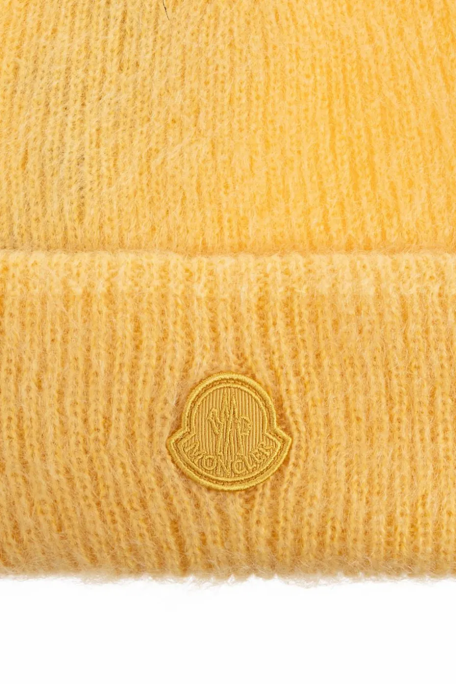 Moncler ŻÓŁTY Czapka z naszywką z logo