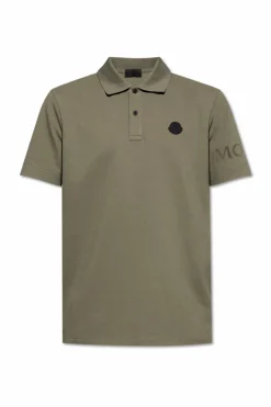 Moncler ZIELONY Polo z naszywką z logo
