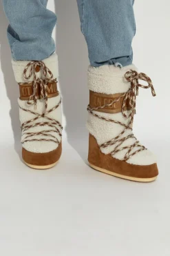 Moon Boot BRĄZOWY Śniegowce `Icon Shearling`