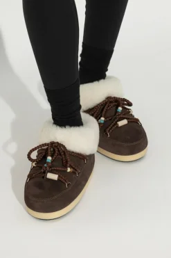 Moon Boot BRĄZOWY Śniegowce `MB EVX MULE SUEDE BEADS`