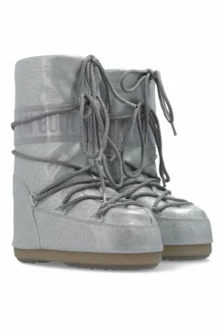 Moon Boot Kids SREBRNY Śniegowce `MB Icon Glitter`